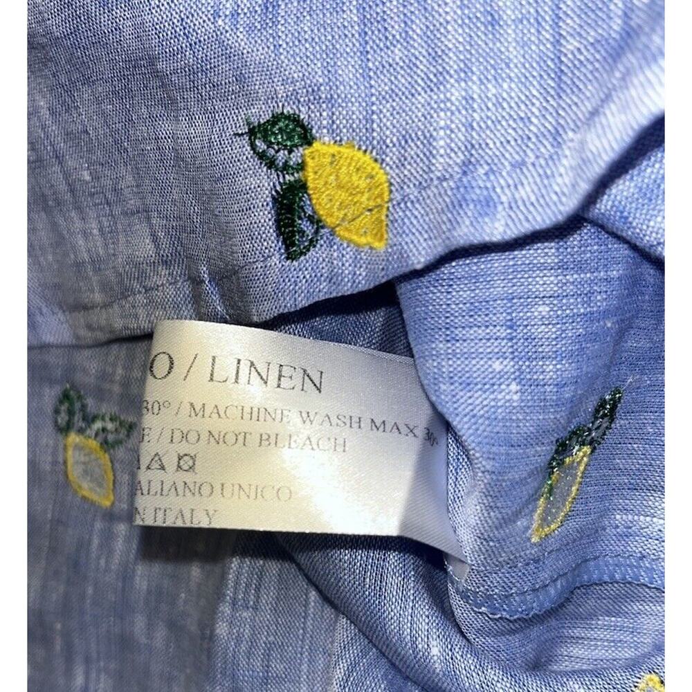 Idillio Positano Youth Embroidered Lemon Quarter Sleeve Linen Button Up Size XXL - Picture 5 of 9